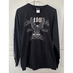 Harley Davidson Motorcycle T Shirt Large Black Long Sleeve Eagles Natchez Trace